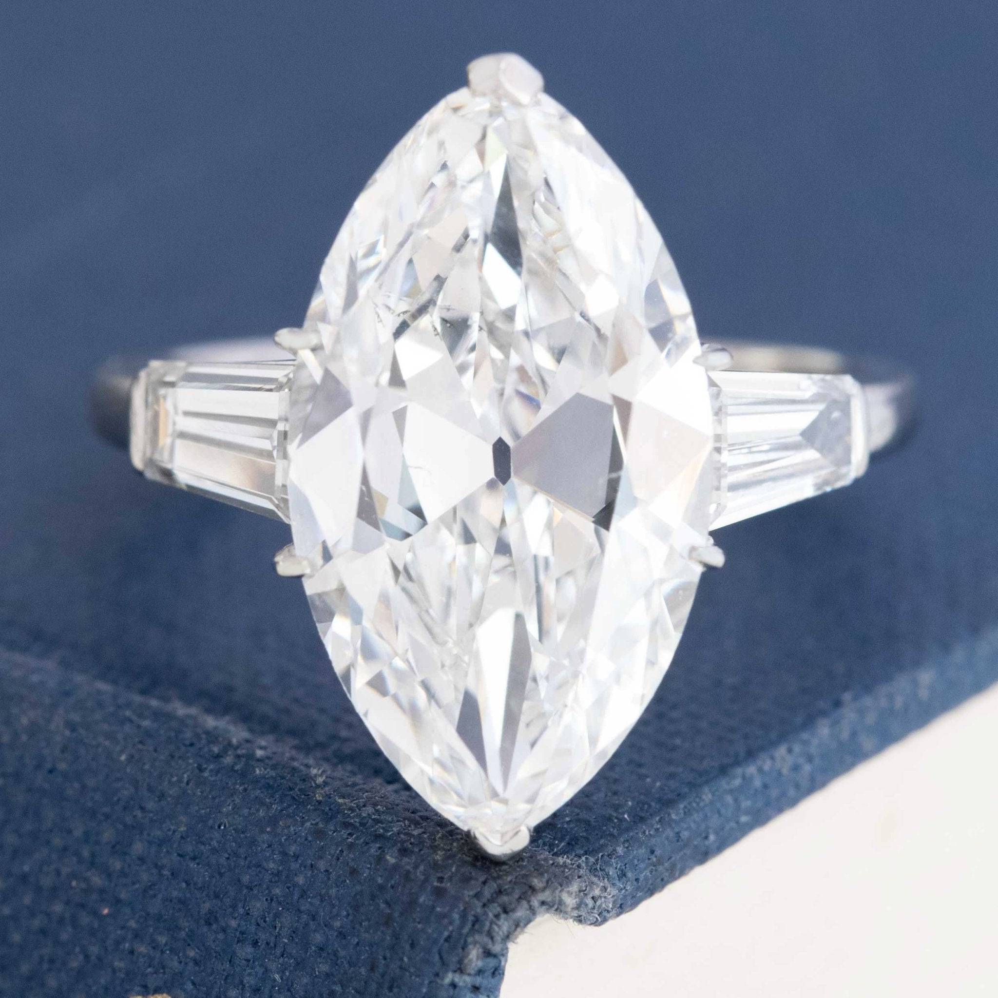 5.51ct Art Deco Marquise Cut Diamond Ring, GIA F VS2
