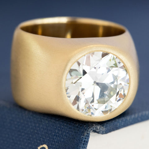 5.54ct Transitional Cut Diamond Bezel Ring, GIA S-T VVS1
