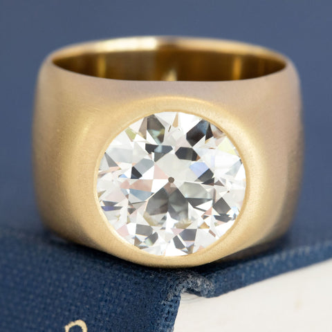5.54ct Transitional Cut Diamond Bezel Ring, GIA S-T VVS1