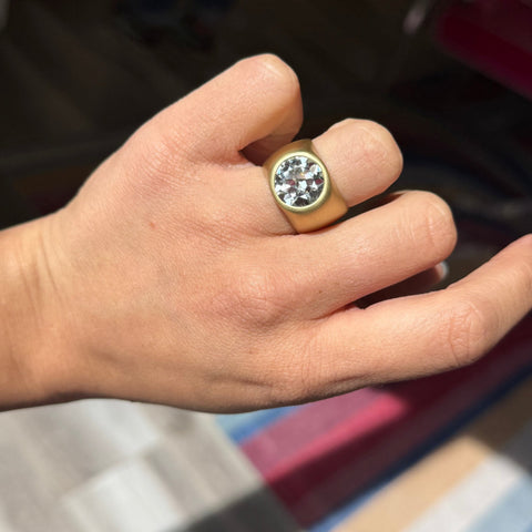 5.54ct Transitional Cut Diamond Bezel Ring, GIA S-T VVS1