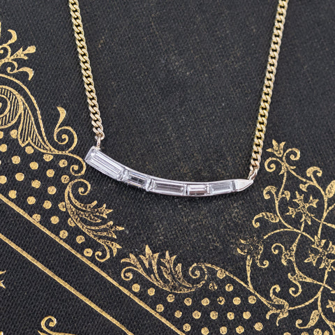 .55ctw Baguette Diamond Wave Pendant