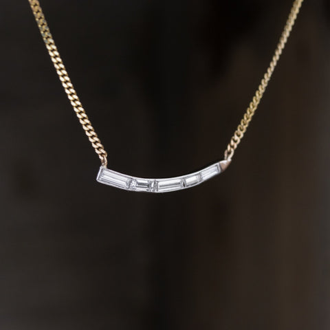 .55ctw Baguette Diamond Wave Pendant