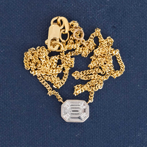 .55ctw Mosaic Step Cut Diamond Bezel Pendant