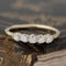 .55ctw Petite Old Mine Cut Diamond 5-Stone Band with Old Mine Cut Diamonds in yellow gold, antique-inspired one-of-a-kind wedding band.