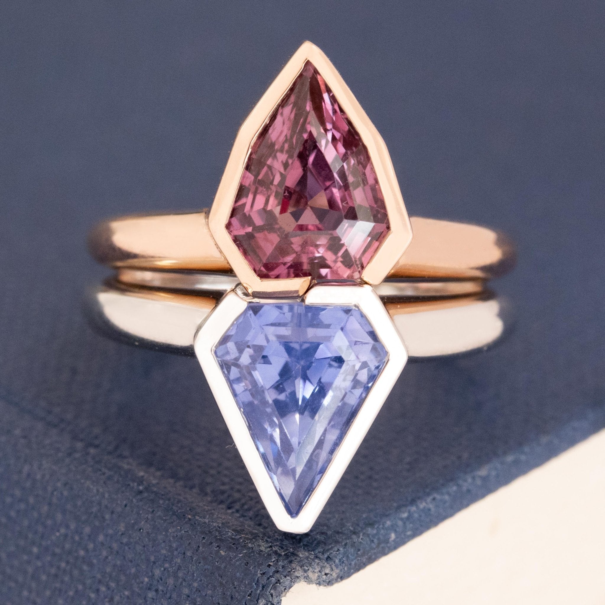 5.71ctw Blue & Pink Sapphire Puzzle Ring