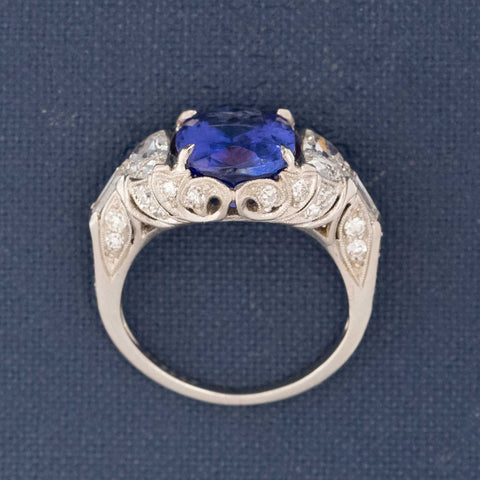 5.71ctw Vintage Tanzanite & Diamond Ring