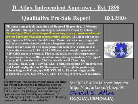 5.71ctw Vintage Tanzanite & Diamond Ring