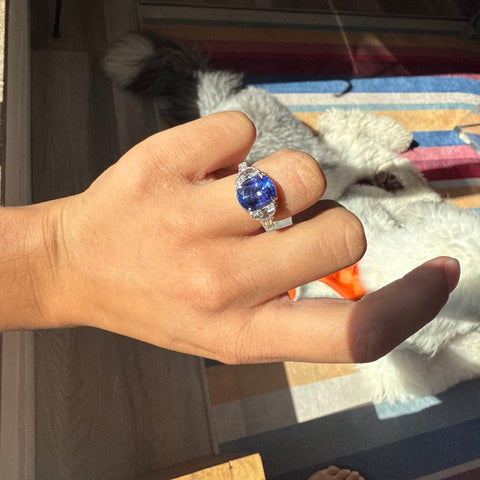 5.71ctw Vintage Tanzanite & Diamond Ring