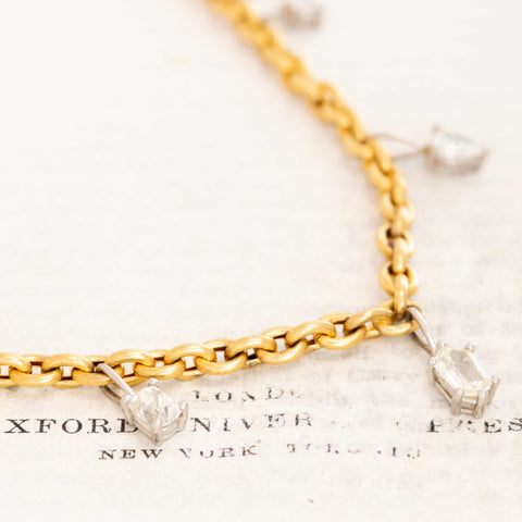 5.76ctw Mixed Vintage Diamond Station Necklace