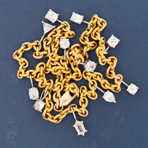 5.76ctw Mixed Vintage Diamond Station Necklace