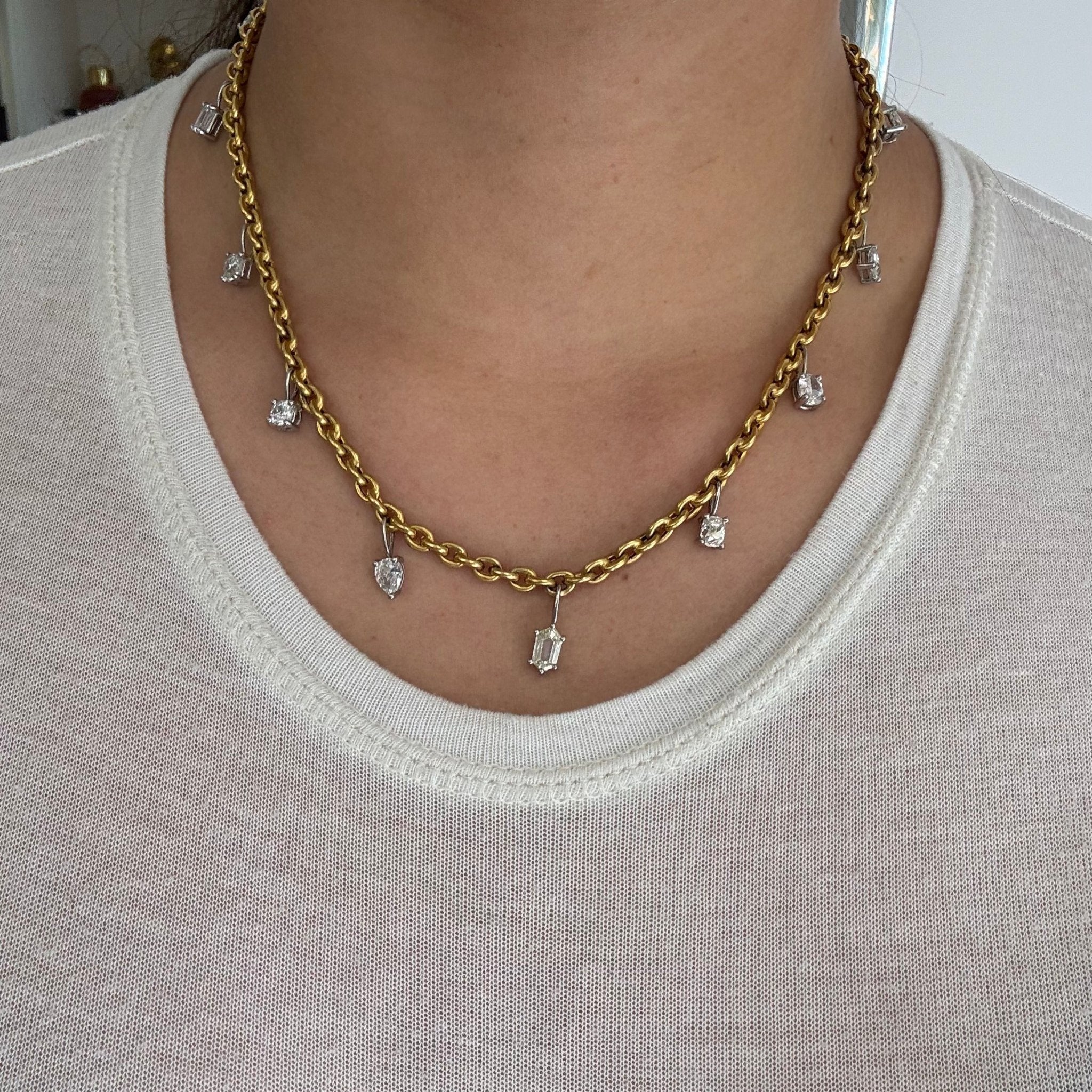 5.76ctw Mixed Vintage Diamond Station Necklace
