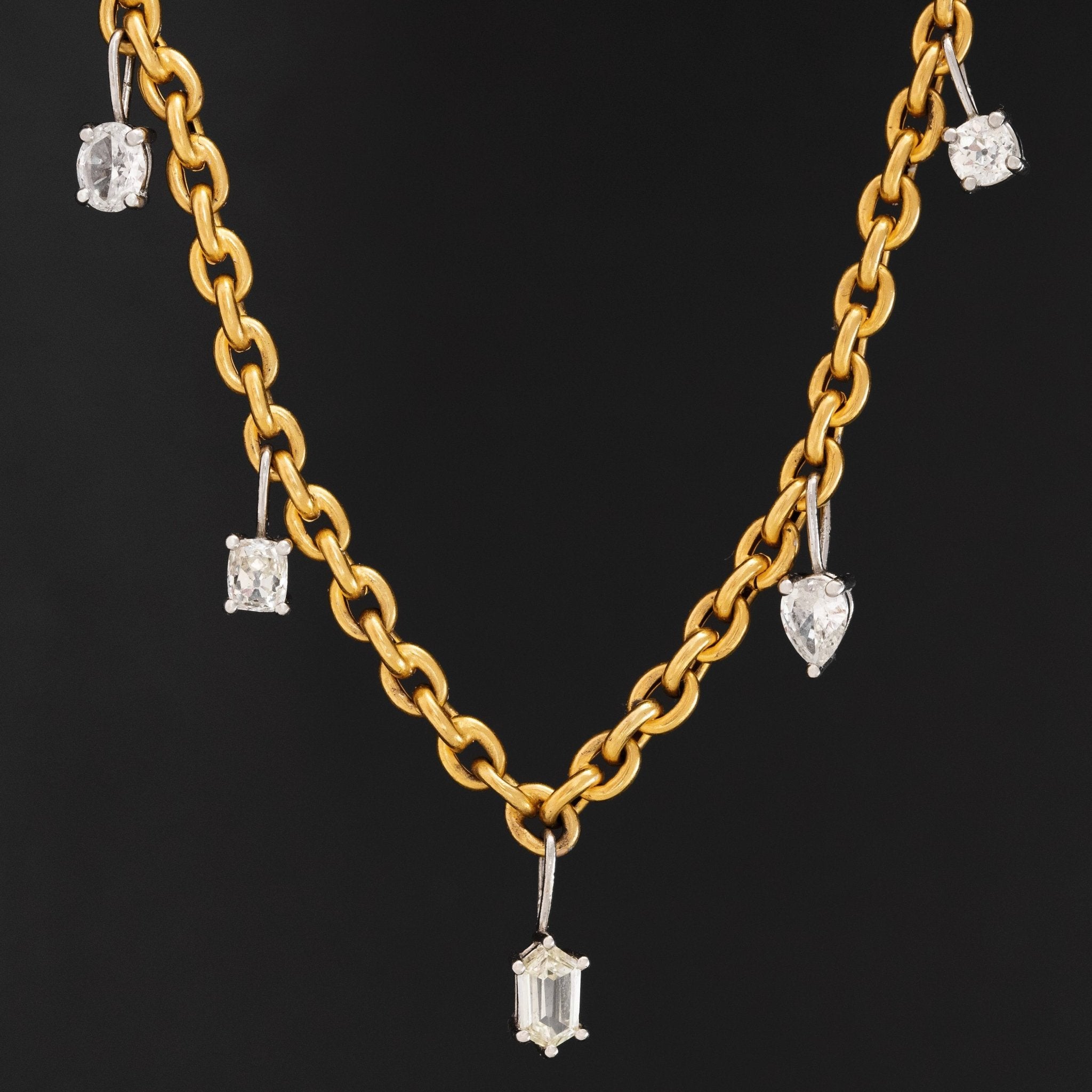 5.76ctw Mixed Vintage Diamond Station Necklace