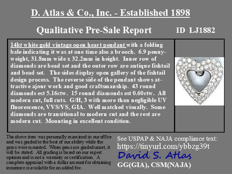 5.76ctw Pave Diamond Heart Locket Pendant