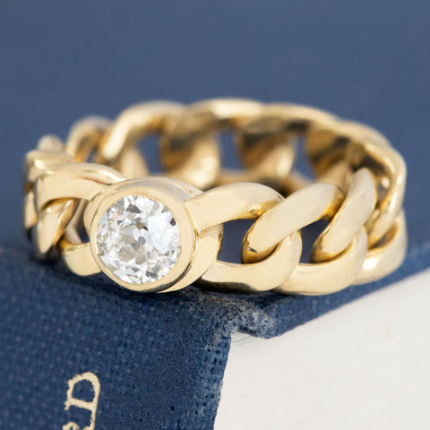 .57ct Old European Cut Diamond Bezel Chain Ring