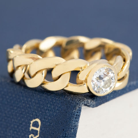 .57ct Old European Cut Diamond Bezel Chain Ring