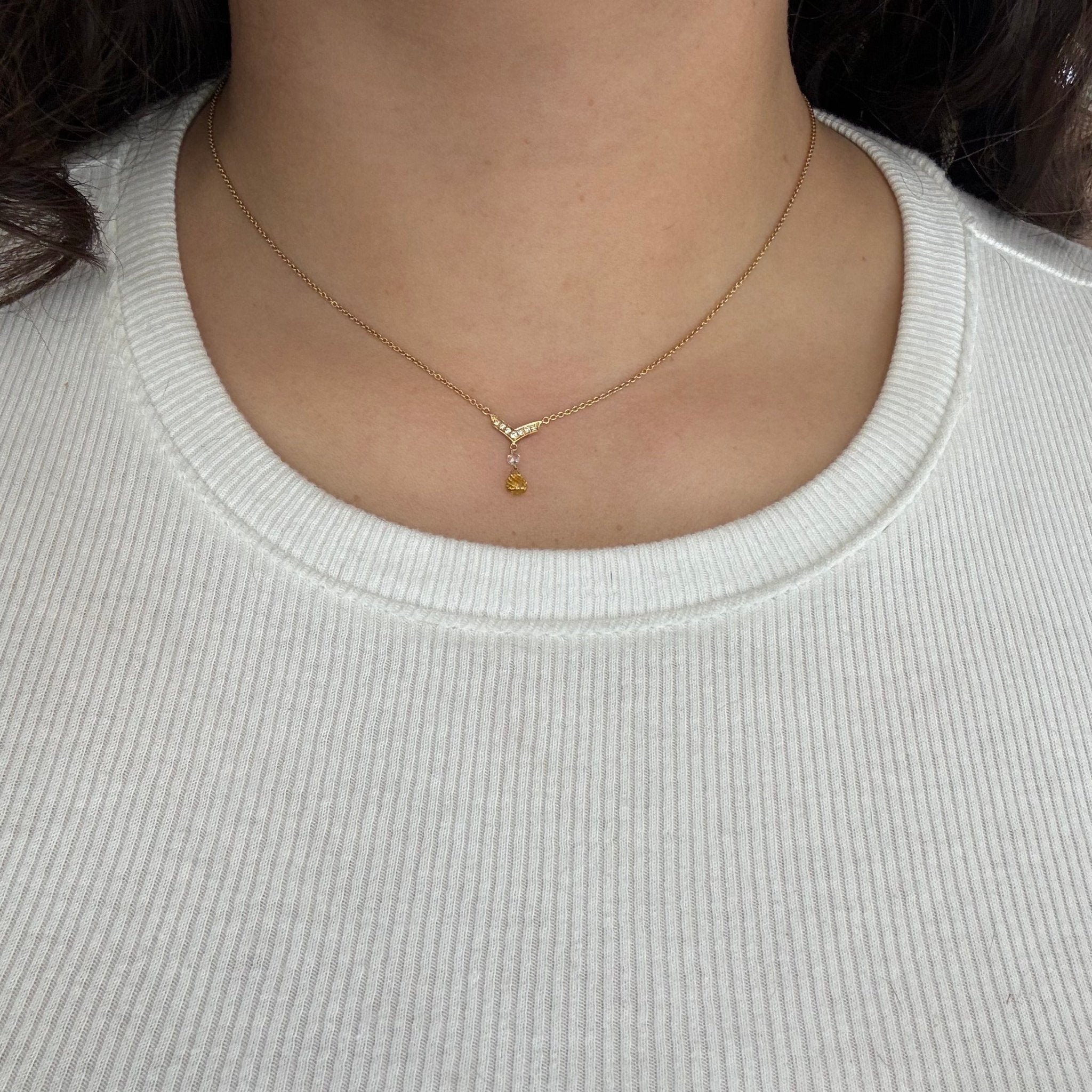 .57ct Yellow Briolette Cut Diamond Drop Necklace