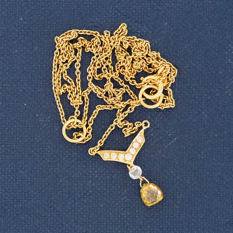 .57ct Yellow Briolette Cut Diamond Drop Necklace