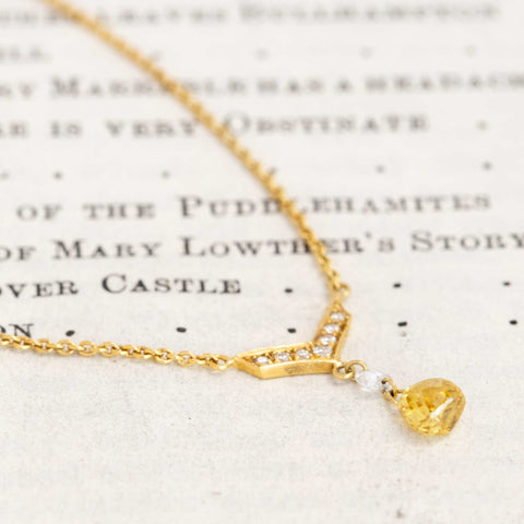 .57ct Yellow Briolette Cut Diamond Drop Necklace