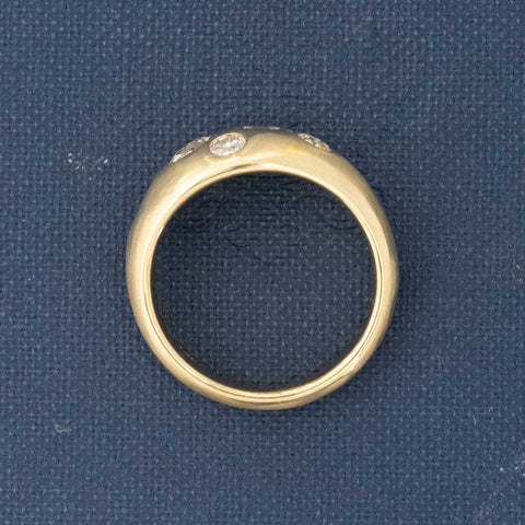 Side view of .57ctw Mixed Cut Diamond Bombe Ring, natural Earth-mined Antique Diamonds in yellow gold.