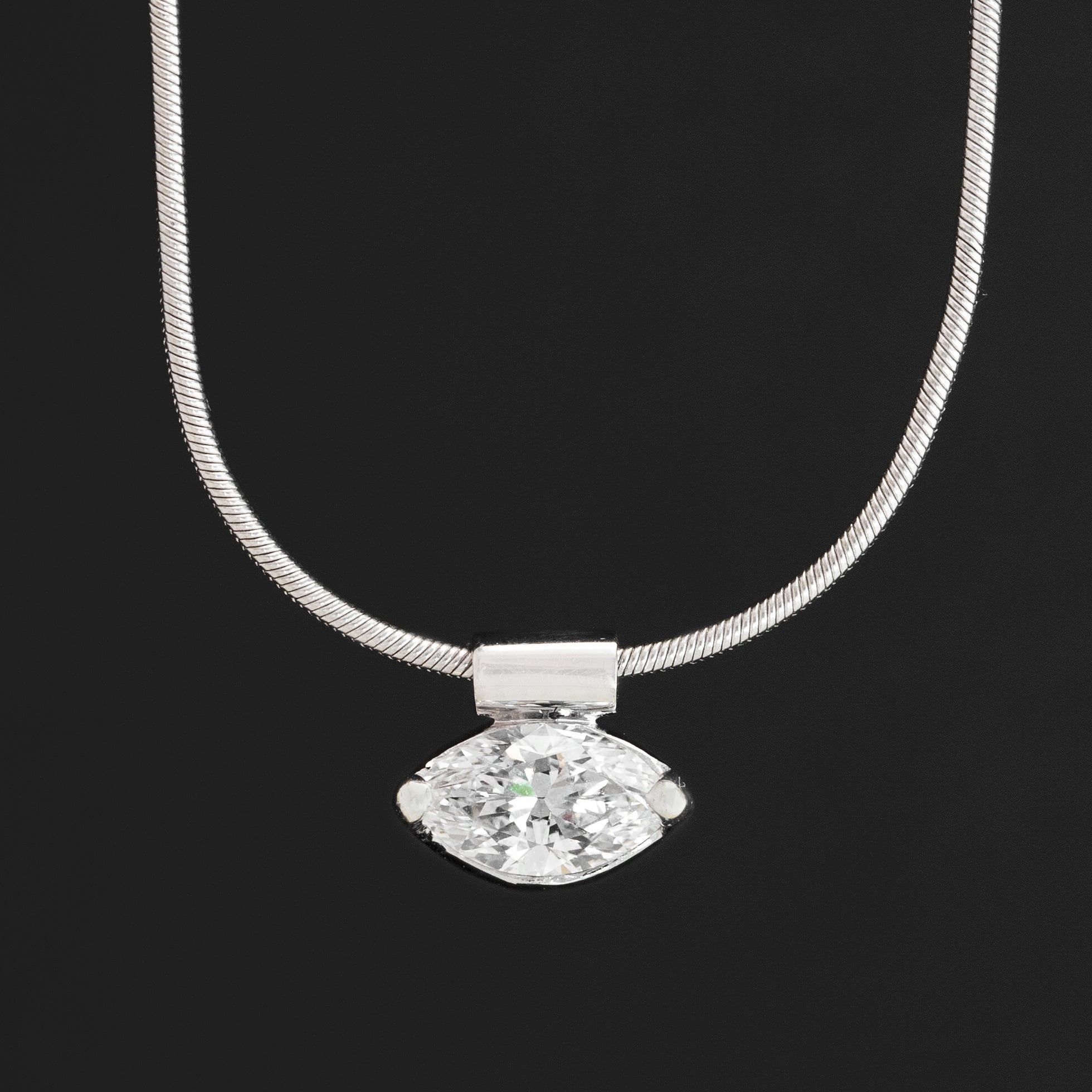 .58ct Vintage Marquise Cut Diamond Pendant, Italian