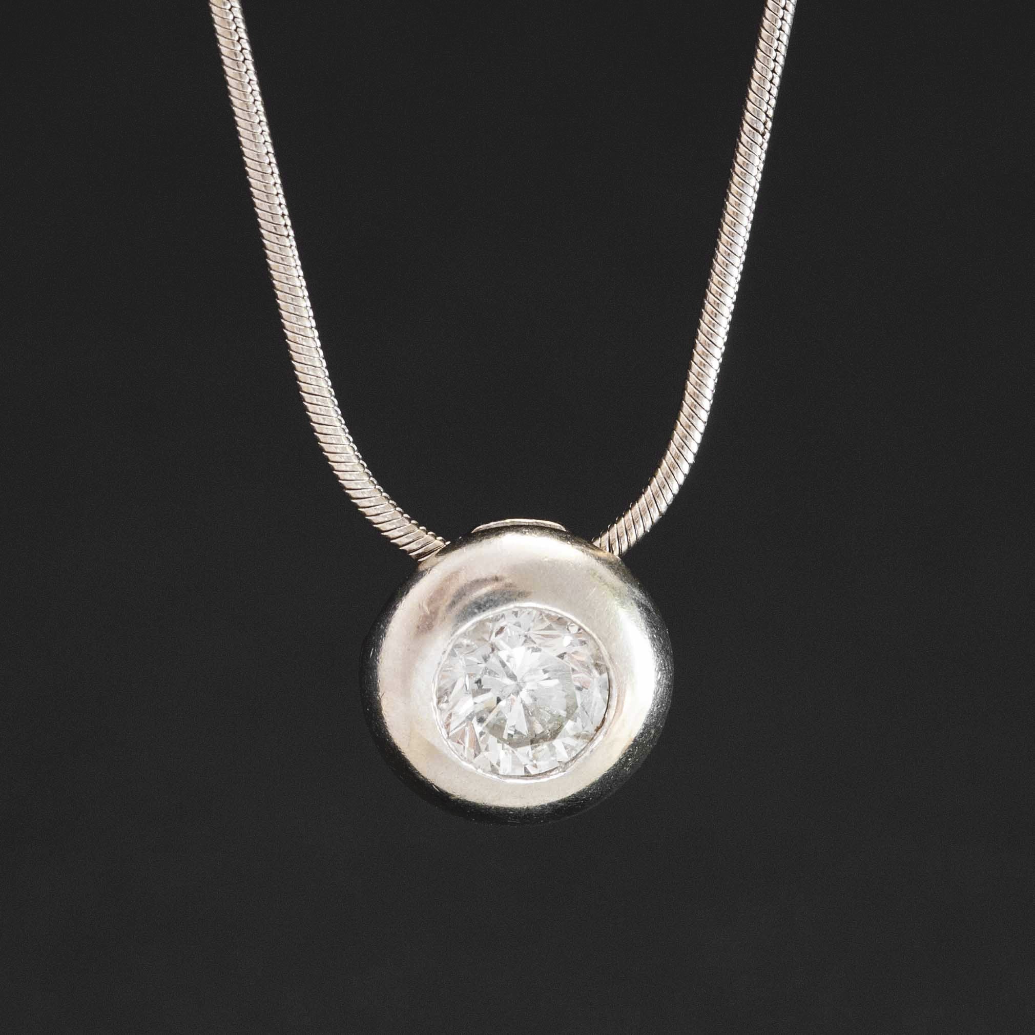 .58ct Vintage Round Brilliant Cut Diamond Bezel Pendant