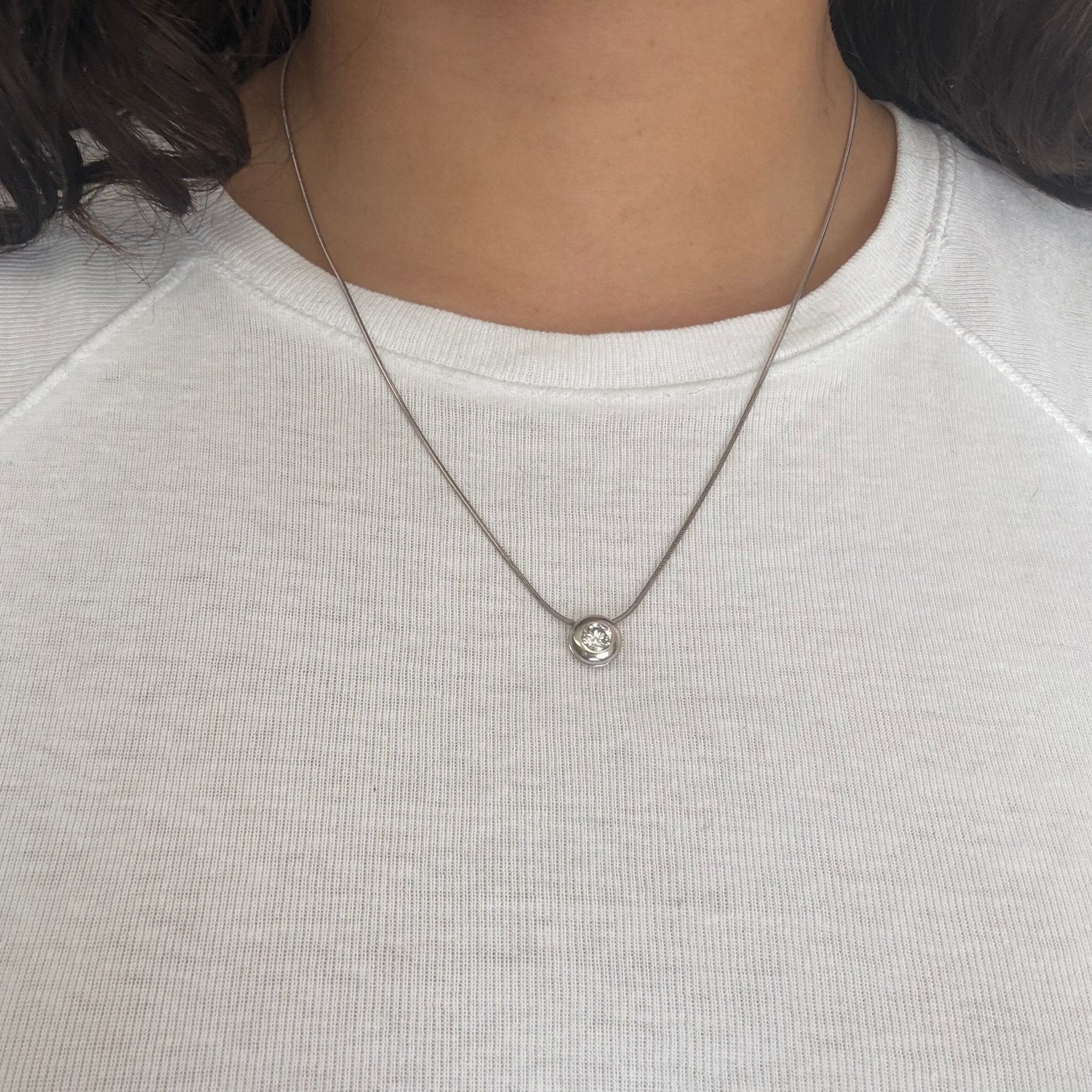 .58ct Vintage Round Brilliant Cut Diamond Bezel Pendant