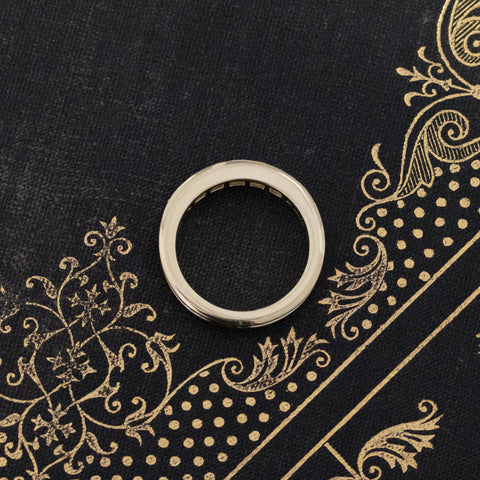 Side view of .58ctw Channel Set Old Mine Cut Diamond Band, natural Earth-mined Old Mine Cut Diamonds in yellow gold.