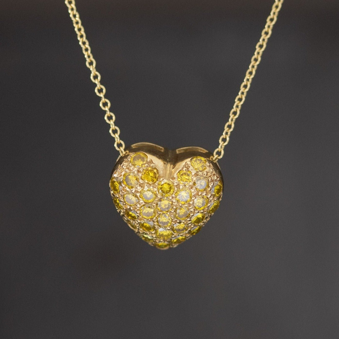 .58ctw Fancy Yellow Diamond Pave Heart Pendant