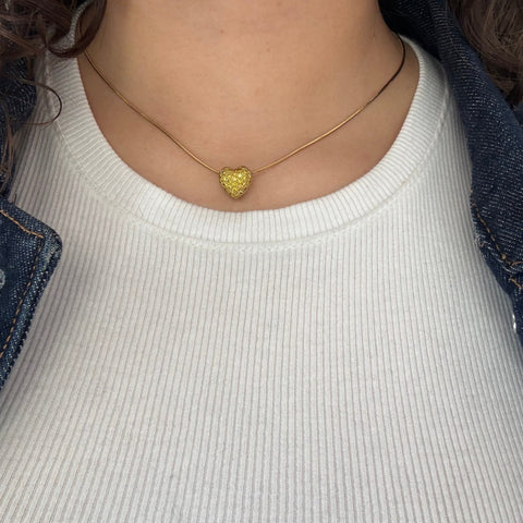 .58ctw Fancy Yellow Diamond Pave Heart Pendant