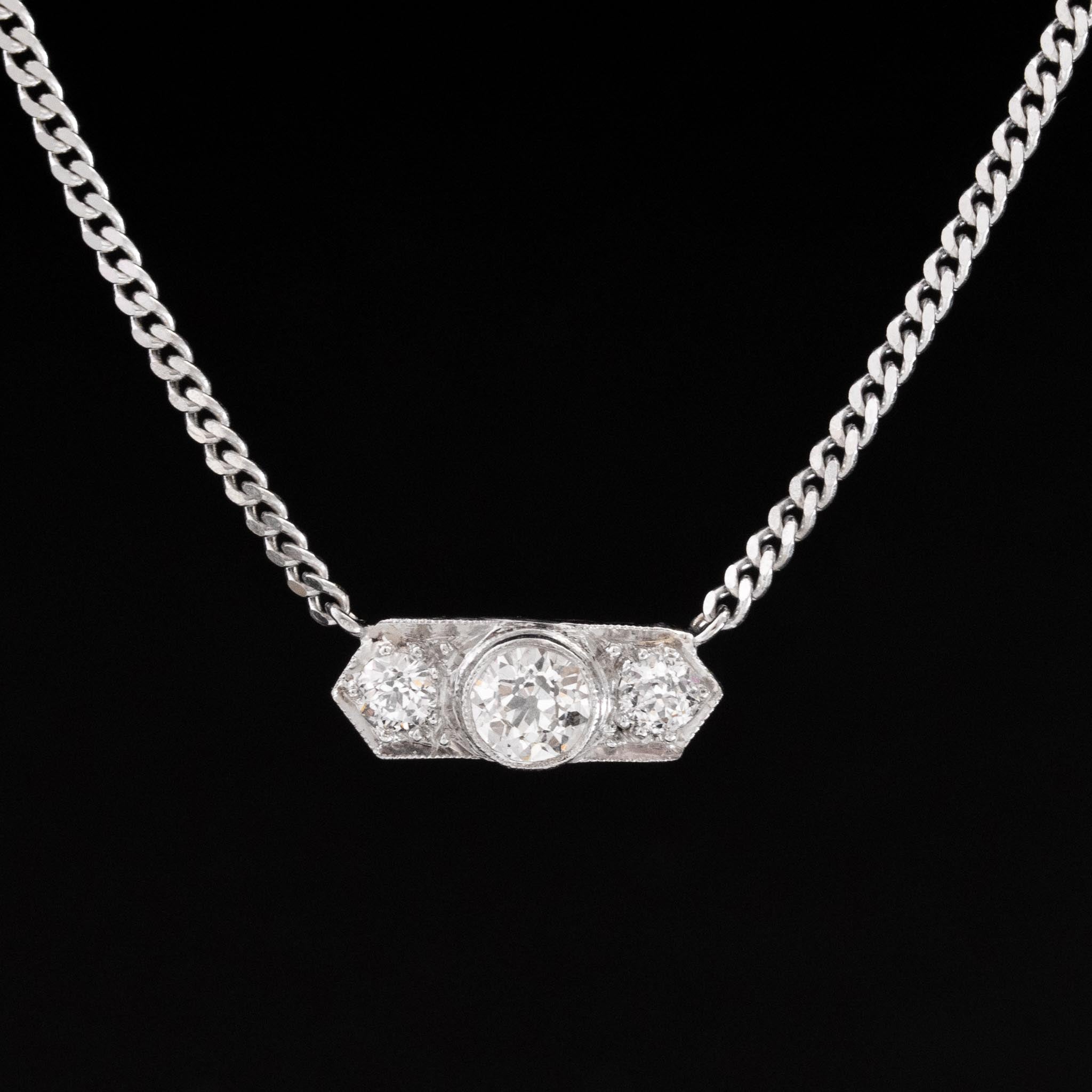 .58ctw Old European Cut Diamond Bar Conversion Pendant