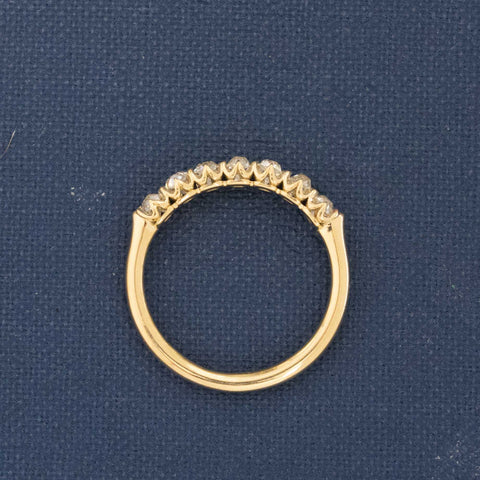 Side view of .58ctw Petite Old Mine Cut Diamond Half-Hoop Band, natural Earth-mined Old Mine Cut Diamonds in yellow gold.
