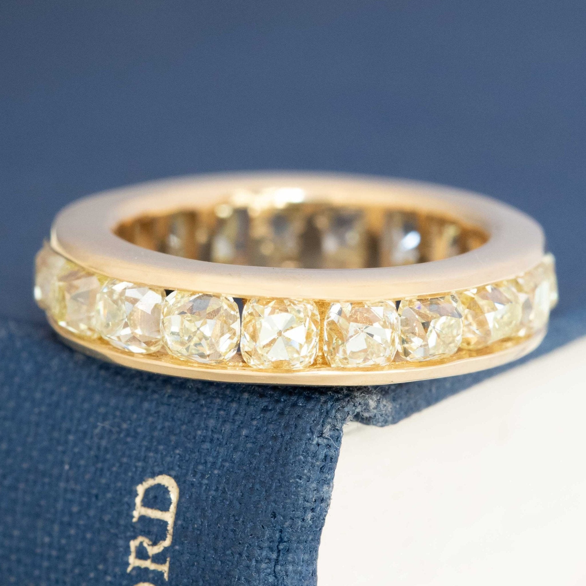 5.93ctw Fancy Yellow Old Mine Cut Diamond Eternity Band