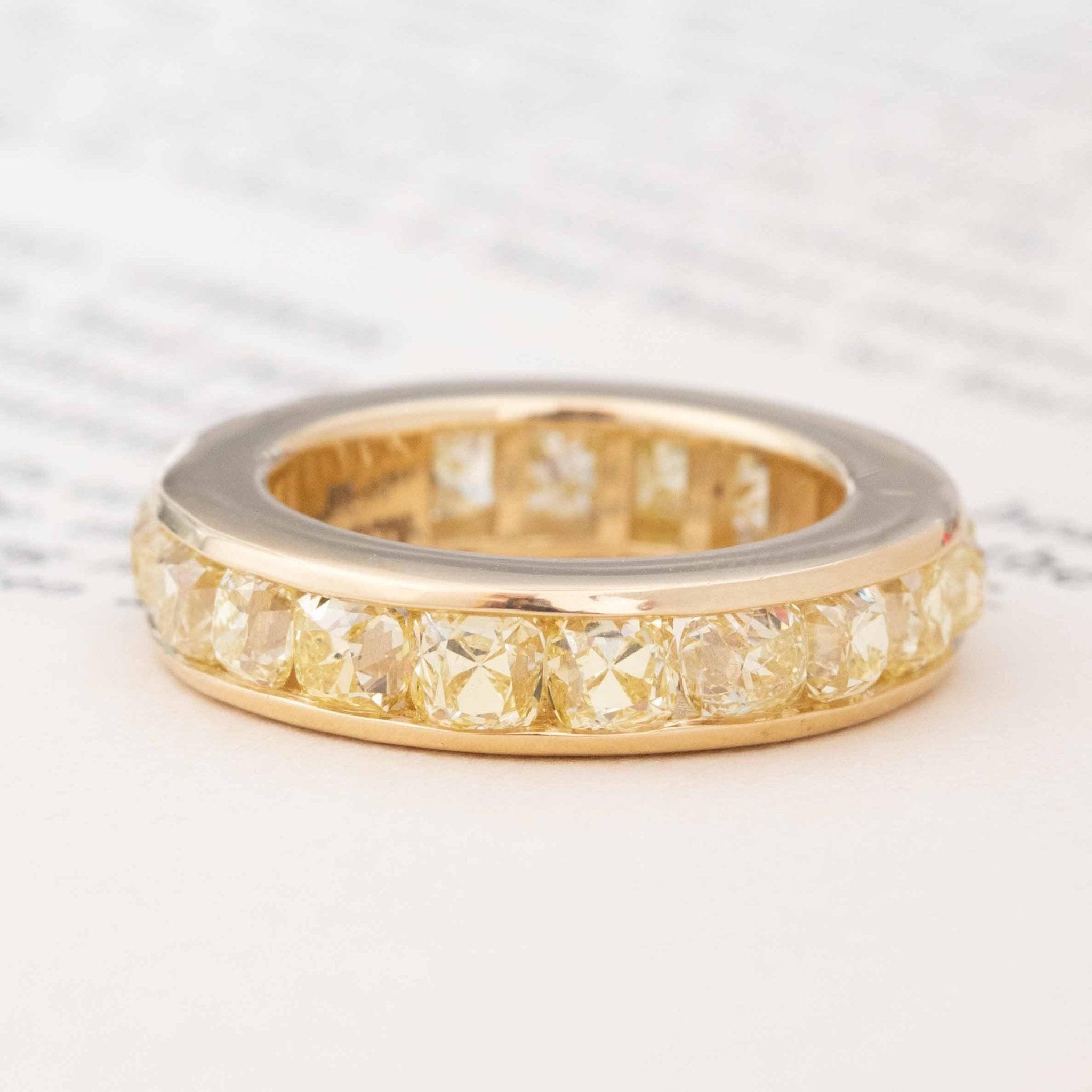 5.93ctw Fancy Yellow Old Mine Cut Diamond Eternity Band