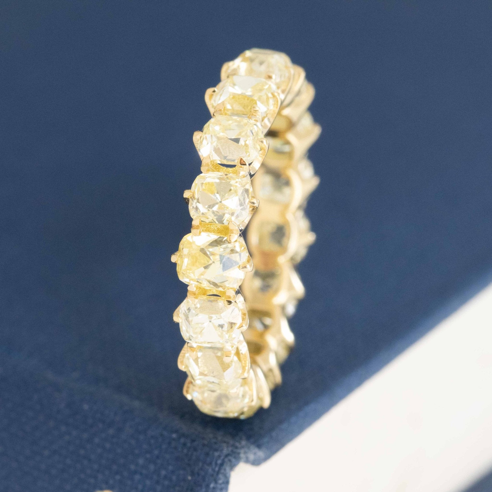 5.94ctw Fancy Light Yellow Old Mine Cut Diamond Eternity Band