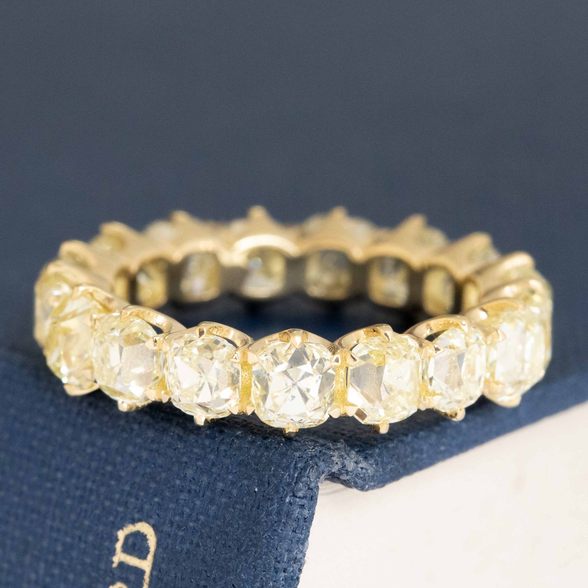 5.94ctw Fancy Light Yellow Old Mine Cut Diamond Eternity Band