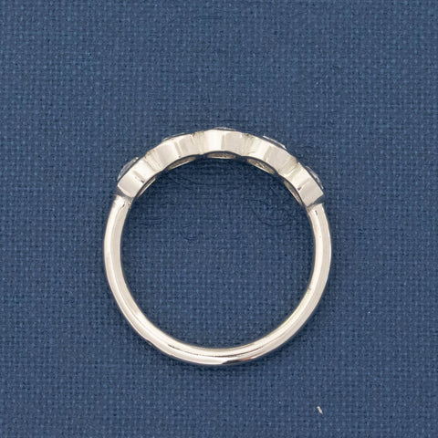 Side view of .59ctw Round Rose Cut Diamond 5-Stone Bezel Band, natural Earth-mined Antique Diamonds in platinum.