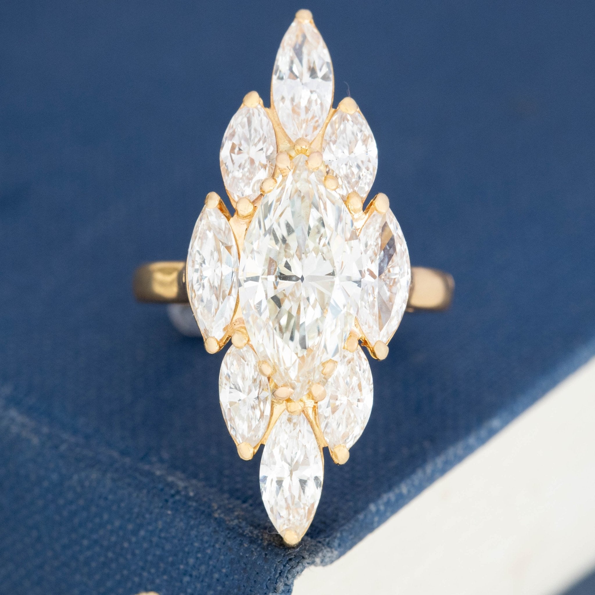 6.00ctw Vintage Marquise Cut Diamond Cluster Ring
