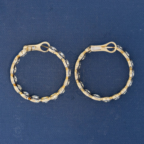 6.02ctw Old European Cut Diamond Collet Inside Out Hoop Earrings