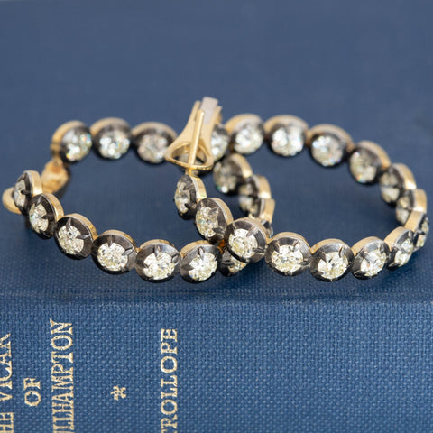6.02ctw Old European Cut Diamond Collet Inside Out Hoop Earrings