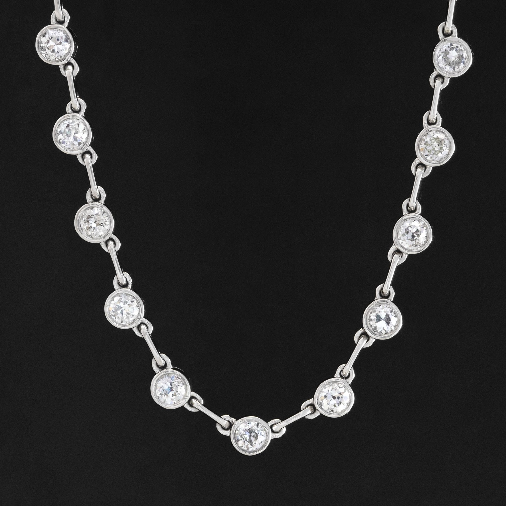 6.03ctw Old European Cut Diamond Bezel Bar Link Tennis Necklace