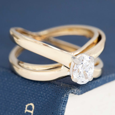 .60ct Vintage Oval Cut Diamond Criss-Cross Solitaire