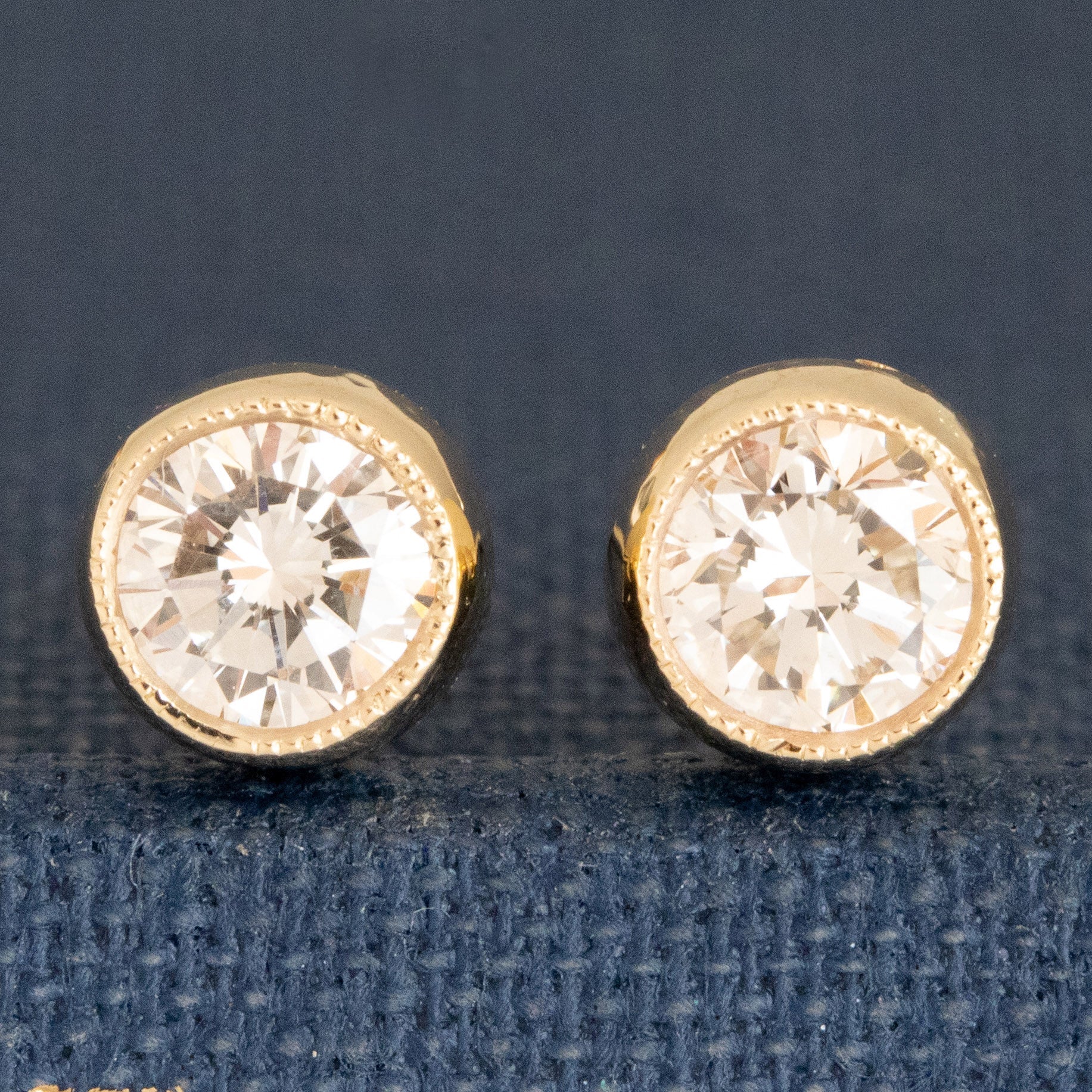 .60ctw Round Brilliant Cut Diamond Bezel Stud Earrings