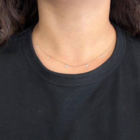 .60ctw Triangle Rose Cut Diamond Station Necklace