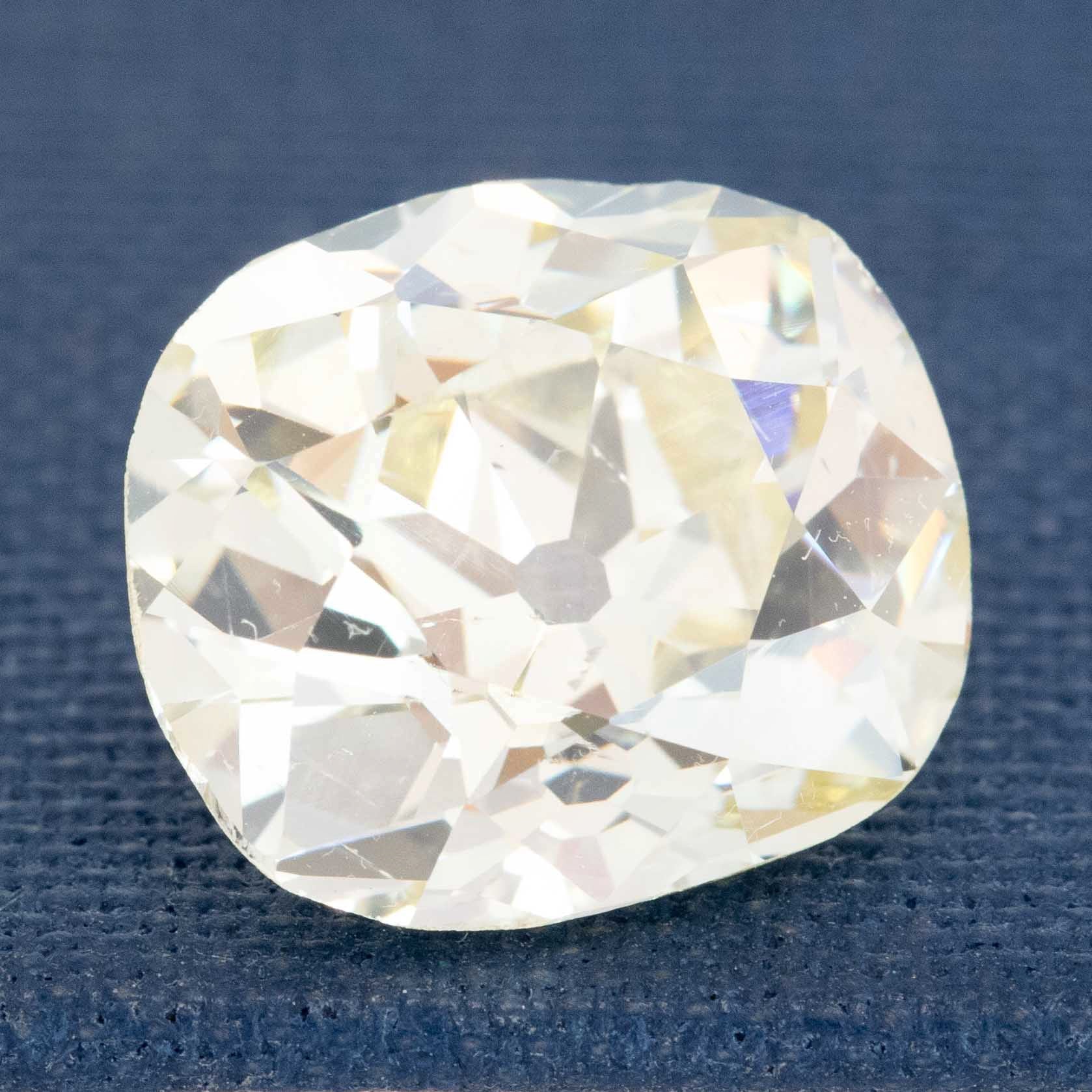 6.17ct Light Yellow Old Mine Cut Diamond, GIA