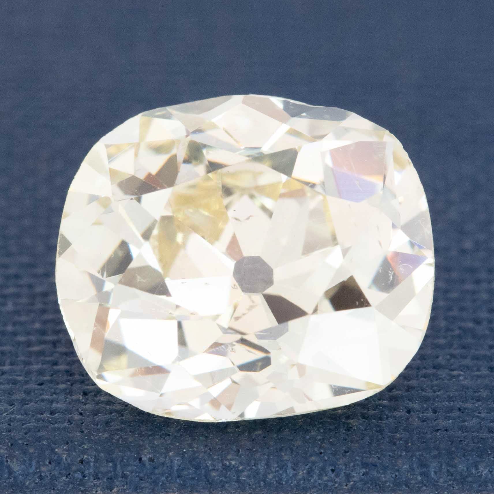 6.17ct Light Yellow Old Mine Cut Diamond, GIA