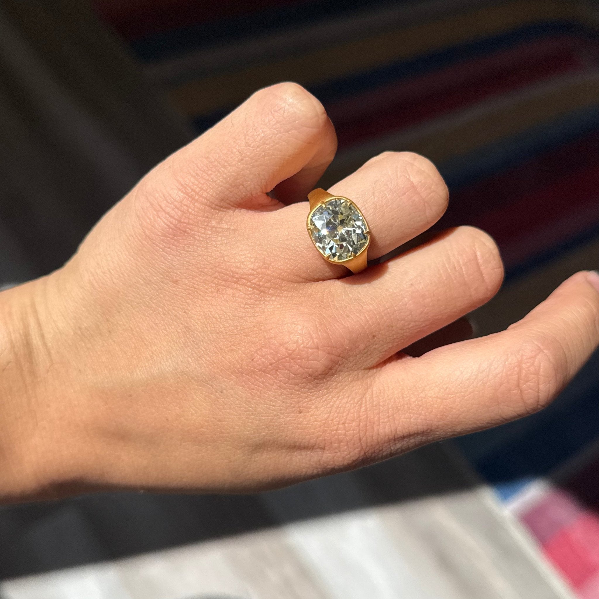 6.17ct Old Mine Cut Diamond Collet Solitaire, GIA