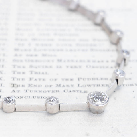 6.17ctw vintage English old European cut diamond bezel riviere necklace in 18kt white gold – alternate view 3