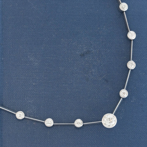 6.17ctw Vintage Old European Cut Diamond Bar Link Riviere Necklace, English