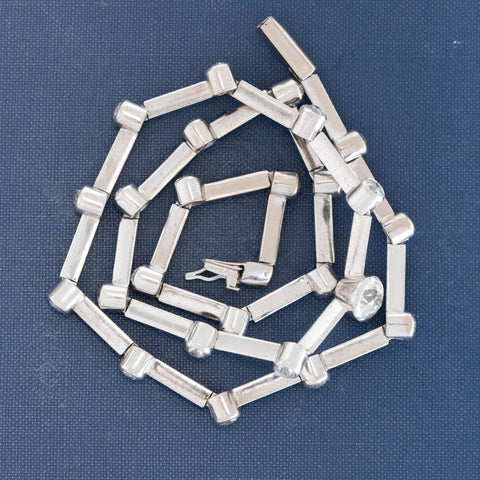 6.17ctw Vintage Old European Cut Diamond Bar Link Riviere Necklace, English