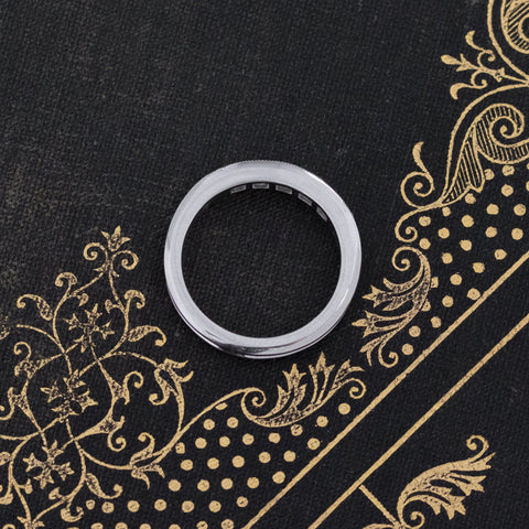 Side view of .61ctw Channel Set Old Mine Cut Diamond Band, natural Earth-mined Old Mine Cut Diamonds crafted in platinum
